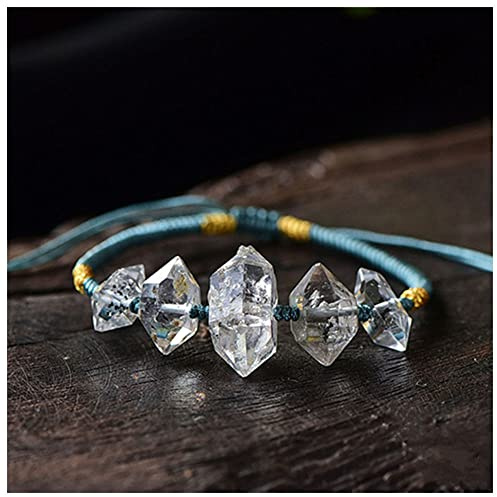 Lllunimon Herkimer Diamant Einstellbares Armband Klares Kristall -Geflochtenes Armband Für Männer Mann Amulettarmband,Blau