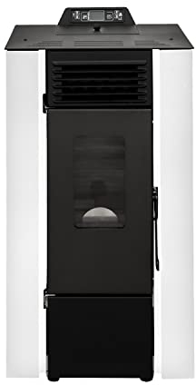 STUFE A PELLET ITALIA Qubo 9 KW - Pelletöfen Effizienz 91% Heizt 80m² Autonomie 21 Std Programmierbar Kompaktes Design 5 Geschwindigkeiten und Kräfte 24 Monate Garantie Weiß