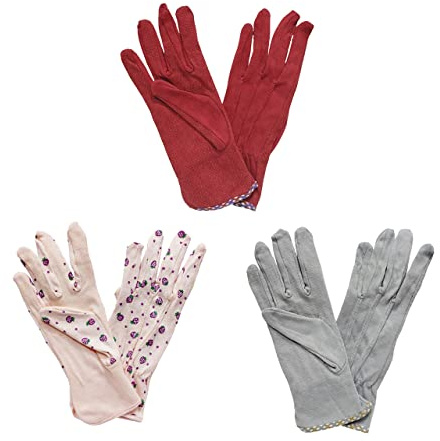 JYC CREATIVE 3 Pares de Guantes, Guantes Multiusos, Guantes para el Hogar, Guantes de Algodón para las Manos Anti Polvo y Suciedad, (24 cm, Colores Algodón 3 Pares)