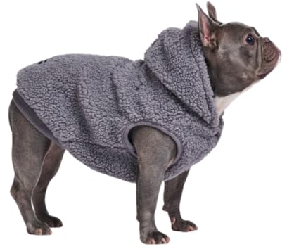 Spark Paws Teddy Hundepullover – Kuschelige Sherpa-Weste mit Warmer Fleece-Fütterung, Wintermantel für kleine, mittlere & große Hunde XL XXL - Grau - 3XL