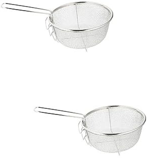 Abaodam 2pcs Stainless Steel Skimmer Strainer Skimmer for Kitchen Use for Chicken Frying and Multi-Functional Drain Basket Tasks