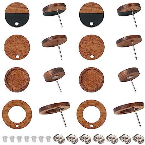 PandaHall - 32 aretes de madera de nogal con 80 tuercas para hacer pendientes colgantes