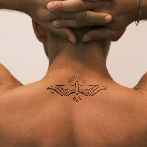 Inkster® Großer Minimalistischer Vogel Tattoo | Temporäres Tattoo mit EU-Kosmetikzertifizierung | wasserfest + vegan | revolutionäres 2-Wochen-Tattoo | Fake Tattoos und Klebetattoos für Erwachsene