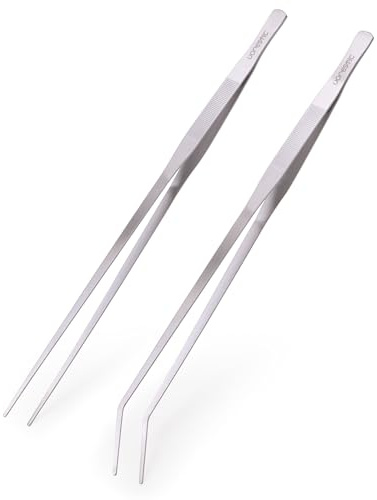 VORESTIC 2 Pcs Aquarium Tweezers Extra Long 60cm - Curved and Straight Plant and Reptile Feeding Tongs for Planting and Feeding