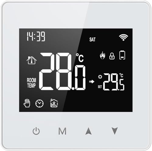 YUETTYY Termostato inteligente, termostato alimentado por batería Tuya, termostato inteligente programable, termostato inteligente ZigBee para montar en la pared, sensor de temperatura de aplicación