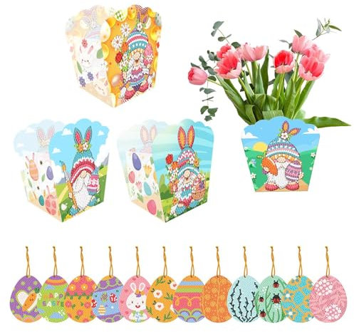 Ostereier-Malset zum Ausmalen von Eiern, beflockte Eier überstreichbar, Bastelanhänger zum Bemalen am Ostertag – Osterornament, Basteln für den Jorn