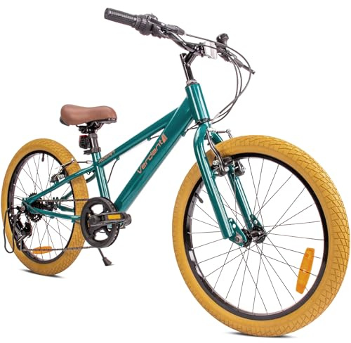 Verdant Bike Barncykel för pojkar 20 tum hjulstorlek att välja mellan 6 växlad Shimano-cykel för barn 6 till 10 år höjdjusterbar flickcykel (Grön)