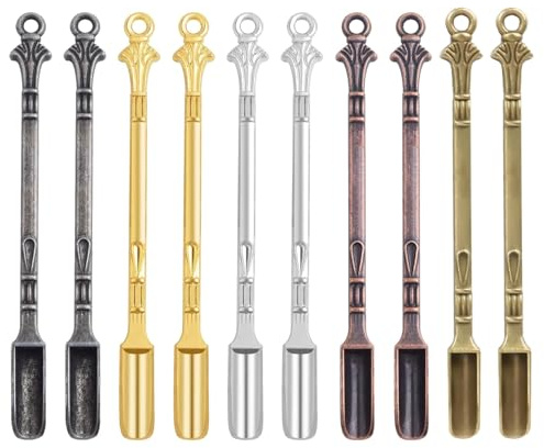 10 Paquete Mini Cuchara Nasofaríngea de Metal para Medicamentos y Muestreo de Laboratorio, Medidora para Sal y Especias en Viales (5 Colores)