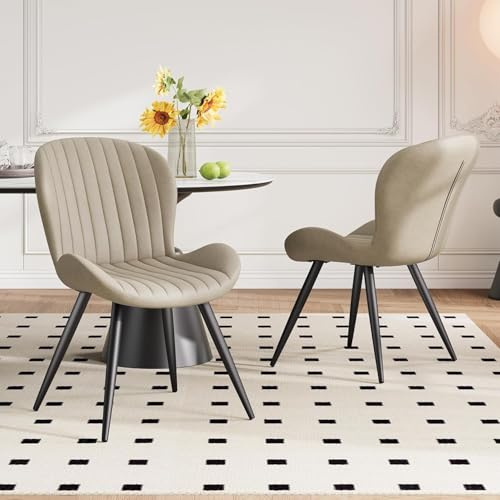 Hawthyhome Esszimmerstühle 2er Set Ergonomischer Stuhl Beige | Stühle Esszimmer,Polsterstuhl mit Wasserdichtes Material & Metallbeine,Küchenstuhl für Esszimmer,Wohnzimmer,Balkon,Büro