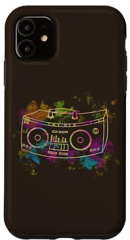 Hülle für iPhone 11 70er 80er 90er Y2K Ghetto Blaster Bunte Boom Box