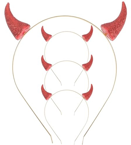 OATIPHO 4 Stück Teufelshörner Stirnband - Ochsenhorn Haarreifen Vampir Teufel Kopfbedeckung Haarschmuck für Damen Herren & Kinder, Carnival,Party Mottoparty Halloween