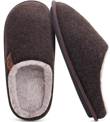 COFACE Mens Cozy Memory Foam Scuff Slippers Warm Slip On House Shoes