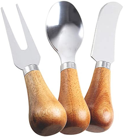 COLLBATH Juego De 3 Cortadores De Queso, Herramientas De Cocina Portátiles, Acero Inoxidable, Cuchillo y Espátula Para Untar, Queso Fresco y Duro, Accesorios De Charcutería Para Uso Domésti