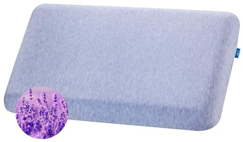 Almohadas de espuma viscoelástica de color lavanda, almohada de cama Dreamer de tamaño estándar para dormir, leer y reposar en cama, almohadas con soporte para cuello, hombros y espalda, relajantes
