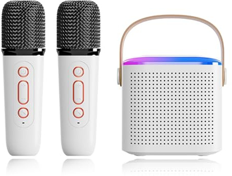 Macchina per Karaoke, Altoparlante Bluetooth Portatile con Microfoni per Adulti e Adolescenti con Luci, Microfono Karaoke per Telefoni, Tablet, PC (3)