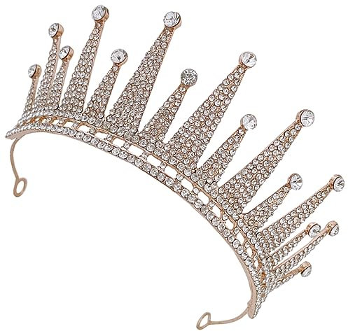 FRCOLOR Strass-krone Kronen Für Frauen Die Krone Hochzeit Diademe Für Frauen Strass-stirnband Damen Stirnbänder Perlenstirnband Diamant-haarschmuck Braut Kopfschmuck Zinklegierung Golden