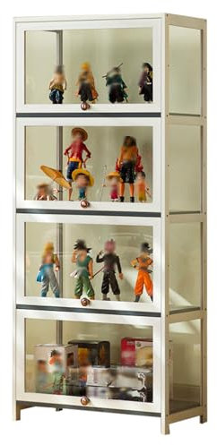 errtsdb 60x33x140cm vitrine Glas, 4 Schicht vitrinenschrank, vitrine glasvitrine stehend vitrinenschrank Wohnzimmer vitrine acryl für Schlafzimme Eckvitrine, Weiß/Von Allen Seiten transparent