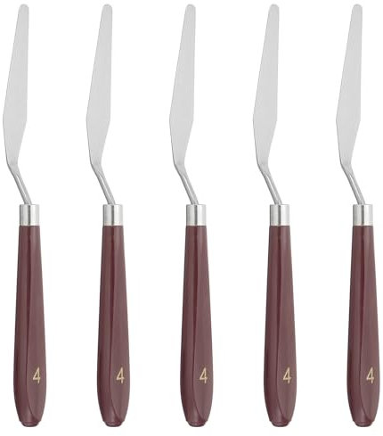 PATIKIL Art Spatula, 5 Pcs 16mm Stainless Steel Flexible Palette Knife Painting Knife Painting Spatula Oil Painting Mixing Scraper with Plastic Handle for Canvas Acrylic Painting, Red