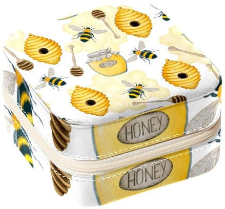 Diusye Petite boîte à bijoux pour bague, boucles d'oreilles, collier, bracelet, mini boîte à bijoux de voyage pour femmes et filles, cadeaux – Abeilles, pot à miel, cuillère et ruche