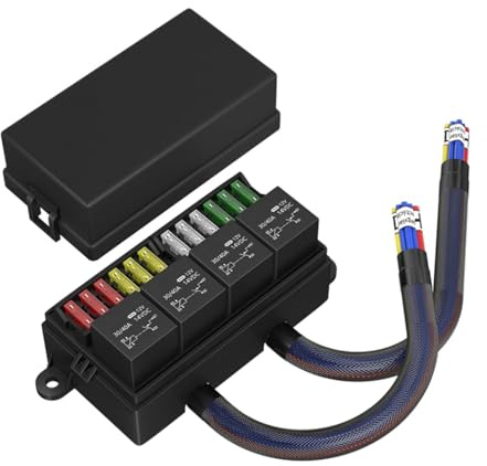 KUAIYIJU Caja de fusibles de relés de 12 posiciones resistente adecuada para motocicletas, autocaravanas y equipos marinos, gestión eficiente de la energía