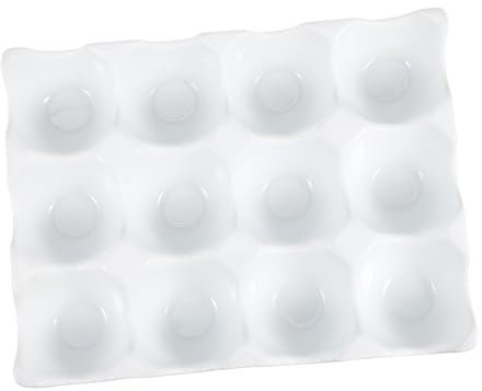ADOCARN Bandeja Cerámica Para Huevos Espacios Organizador Refrigerador Anti-choques Diseño Ranuras Anti-rotura Almacenador Hogar Práctico y Estable Soporte Porcelana