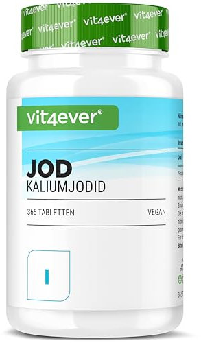 vit4ever Jod 200 µg - 365 Tabletten aus Kaliumjodid - Kalium Jodid für 1 Jahresvorrat - Ohne unerwünschte Zusätze - Hochdosiert - Vegan