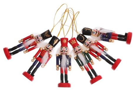 Cabilock 6piezas Muñeco Cascanueces de Madera Adorno Navideño Exquisito para Decoración de Fiesta para Escenario de Navidad Incluye Soldado Cascanueces Color Aleatorio