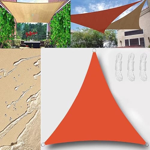 Tenda parasole per esterni, impermeabile, triangolo equilaterale, 3 x 3 x 3 m, vela ombreggiante, protezione dai raggi UV, per giardino, patio, blocco con corda, kit vela arancione