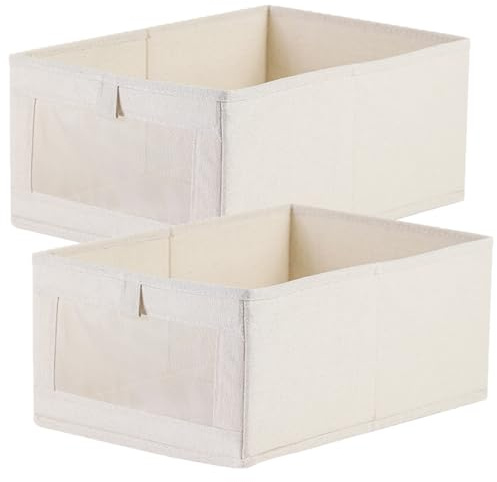 Niviy Organizer Armadio,2 Pezzi Organizer Cassetti Salvaspazio 41x28x17cm,Scatole Portaoggetti Pieghevole,Bianco Organizzatori Armadio per Maglioni,Jeans,Vestiti,Magliette