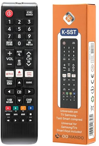 Koomando Télécommande Universelle Compatible avec Samsung TV LCD LED QLED UHD 4K 8K HDR Curved, série AA59 BN59, prête à l’Emploi sans Programmation, Touches Netflix Prime Video, Compatible Smart TV