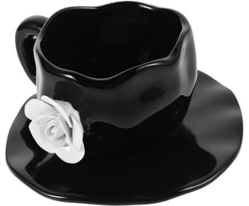 Mikikit 1juego Taza De Café Cerámica Con Diseño y Platillo Juego De Elegante Para Café y Chocolate Del y Ocasiones Especiales