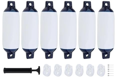 LCUVIMPEX Parabordi per Barca a Sfera, ， Parabordi gonfiabili in PVC for Barche, Confezione da 2/3/4/6, 4,33x15,75 Pollici, ormeggio(6set Boat Fender)