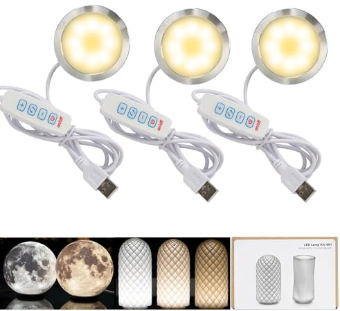 3DZWMAN 3x Kit Lampada LED 3 Colori 001 – Compatibile con Bambu Lab Makerworld per Parti di Ricambio Hardware Fai da Te Stampate in 3D, Alimentazione 5V USB, Regolabile, Memoria del Colore