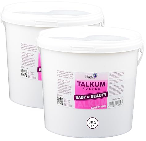 Fipro Minerals TALKUM-PUDER 2x3kg Eimer aus 100% Talk | Kosmetik Talkumpulver fein asbestfrei - Verwendbar Kompaktpuder, Körperpuder, Intimpuder, Fußpuder, Rasierpuder, Gesichtpuder, Talc-Talcu