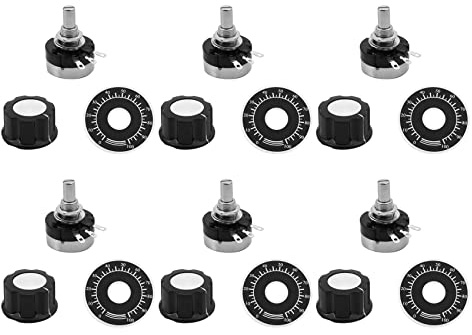 KEALLANS 6 x Potentiometer, drehbar, mit Durchmesser mit Knopf, RV24YN 20S B103, 10 K Ohm