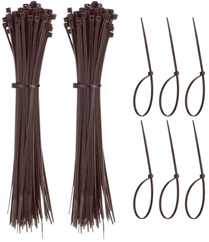 YELARXI Fascette fermacavi in plastica, autobloccanti, 20 cm, adatte per casa, giardino, ufficio, officina, viaggi, confezione da 1000, marroni