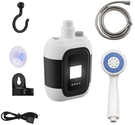 Outdoor Camp Shower | Rechargeable Hiking Shower with LED Light - Outside Adventure Accessory for Pet Bath Hiking Beach Garden Car Washing