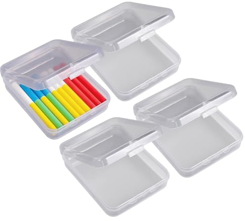 Kreide-Aufbewahrungsbox, Tafelkreide-Organizer, 4 Stück, transparent, platzsparender Behälter, langlebiges Klassenzimmer-Zubehör für Arbeitszimmer, Universitäten und Bildungseinrichtungen, 11,3 x 2,7