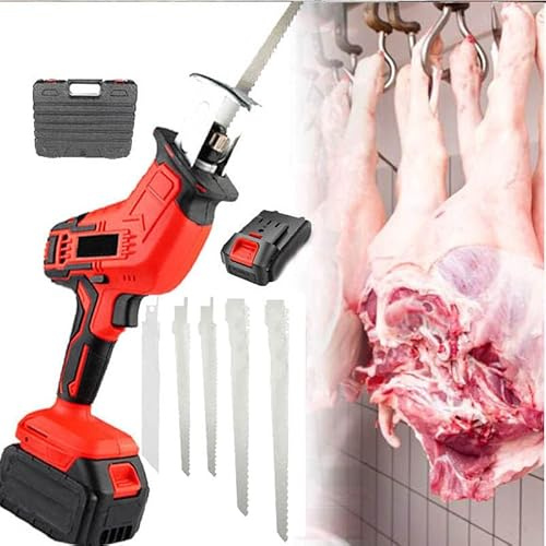 Sierra Alternativa Inalámbrica, Sierra Eléctrica Para Carne Y Huesos Para Cortar Madera/Carne/Hueso, Sierra Eléctrica Para Huesos Inalámbrica Con 4 Hojas De Sierra Y Caja De Almacenamiento