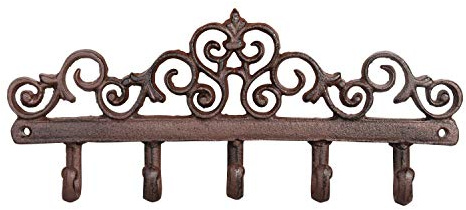 degawo Garderobe, Handtuchhaken, Landhaus, Wandleiste, Garderobenleiste, Gusseisen, Gartengeräte, Aufbewahrung, Haken, Garten, Garderobenhaken, Metall, braun, Deko, Aufhängung, Indoor, Flur, Esschert