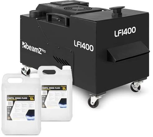 BeamZ Professional LF1400 Boden Nebelmaschine mit Ultraschalltechnologie - inkl. 10L Nebelfluid, Fernbedienung, 200 m³ Ausstoß, Nebelmaschine DMX - Smoke Machine ideal für Events, Hochzeiten & Partys