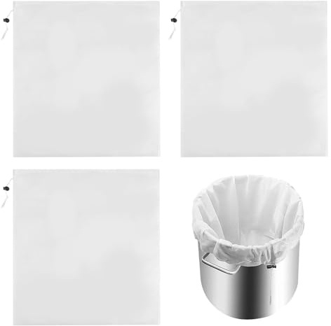 3 Pcs Reusable Brew Bags 46 x 40 cm, Extra Large Fine Mesh Straining Bags with Drawstring, Nylon Filter Bags for Home Brewing, Beer, Wine, Cider, Fruit & Food Filtering