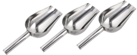 Toyvian 3pcs Metal Hand Scoop Scooper Making Candy Scoops for Food Shape All Purpose Stainless Adult Flat Spade Ice Shovel Rice Flour Cream Sugar Kitchenware Bean Silver