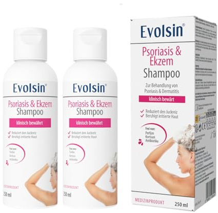 Evolsin® Ekzem & Psoriasis Shampoo Doppelpack | Bei Schuppenflechte, Ekzemen & Neurodermitis, Für Kopfhaut & Körper, Ohne Kortison, Medizinprodukt