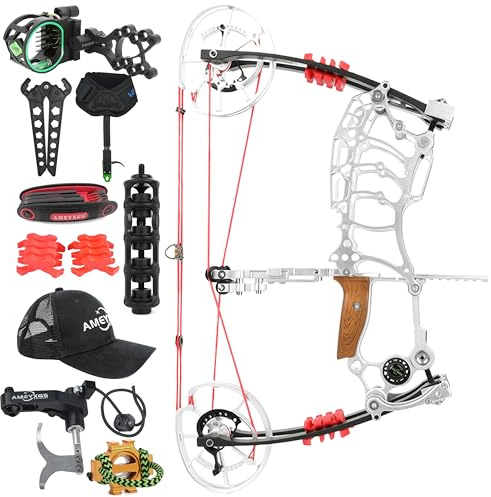 FQH Bogenschießen Dual-Use-Compoundbogen 30-70 lbs 18 Zoll Achse Let-Off 80% 7075 Luftfahrtaluminium LH RH Jagd Schießen Ball Geschwindigkeit 420 FPS