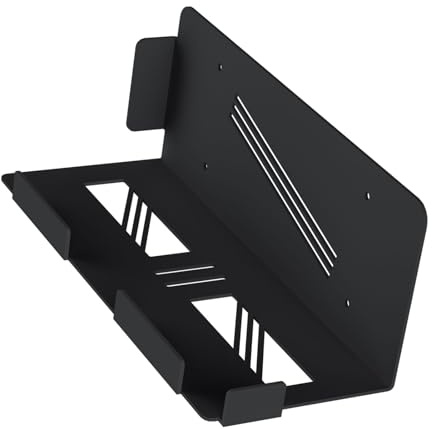 Tomantery Support Mural pour Console de Jeu, en Fer Solide, Derrière le Téléviseur, pour Gagner de L'espace, au Bureau, Noir (Noire)