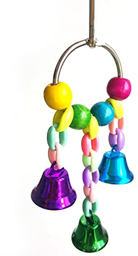 CUOFYUNL Lot de 8 jouets à mâcher pour perroquets, jouets pour oiseaux, tremplin mat, anneau à bascule, cordon de cloche pour petites perruches, calopsittes et perruches