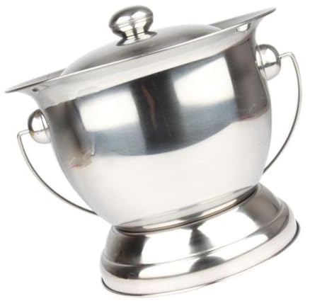 ibasenice Pot de Chambre en Inox avec Couvercle, Urinoir pour Adulte, Bassin D'urinoir Compact et Solide, Pot de Nuit Portable pour Hommes et Femmes, Usage Domestique et Soins à Domicile