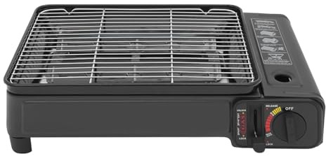 Campinggrill, Tragbarer Gasgrill mit 2 Grillnetz & Tragetasche, BBQ Gas Tischgrill für Camping Picknicks Reisen und Grillpartys, 42x26x11cm