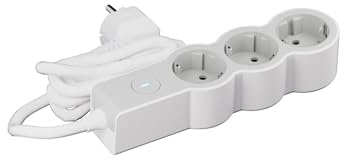 LEGRAND Bloc multiprise avec Interrupteur, avec 3 Prises 2P+T, câble 1,5 m, Blanc et Gris Clair 694418
